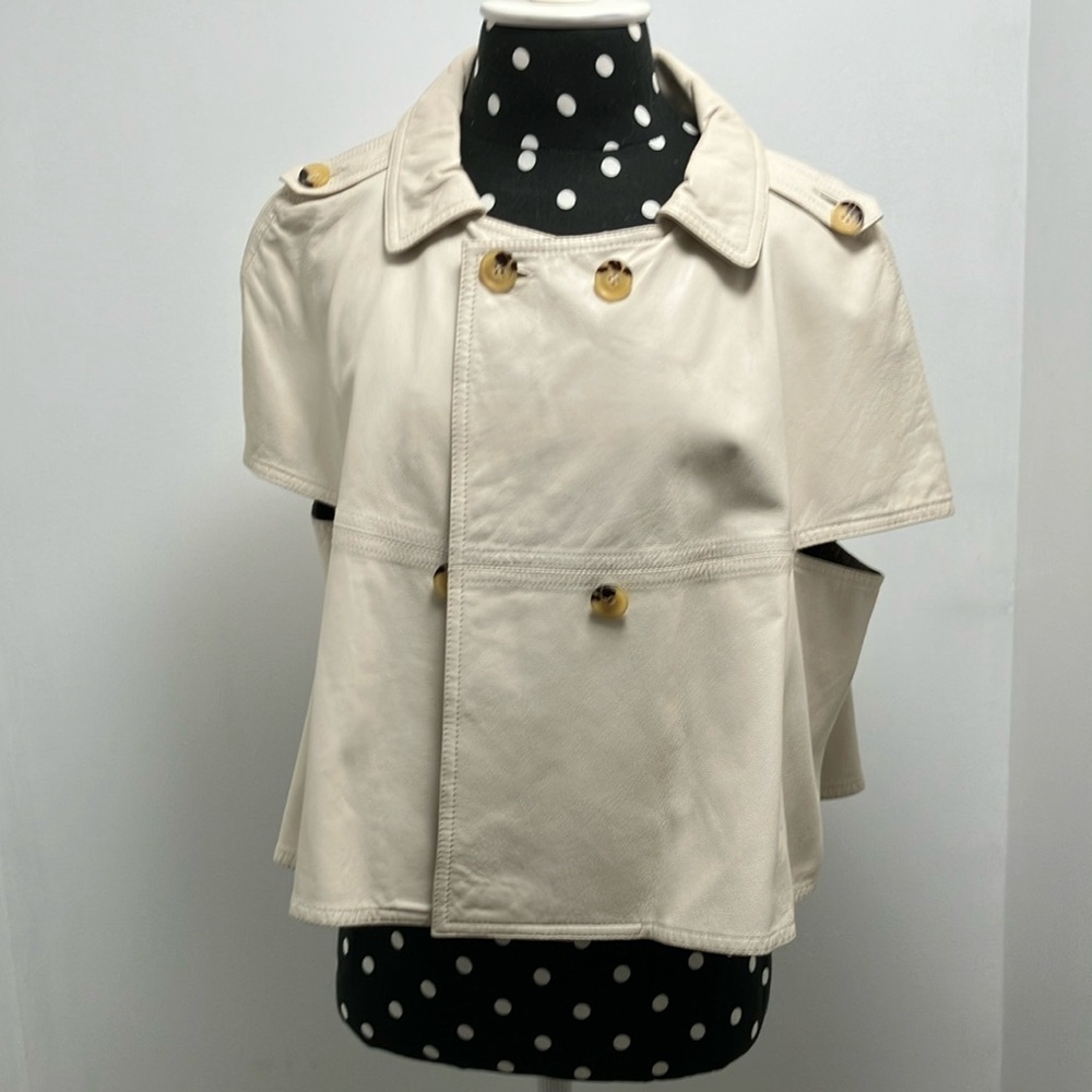 Cream Cape with High Collar and Epaulette Details